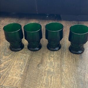 Anchor Hocking Georgian Emerald Green Honeycomb Glass Rocks Set Of 4